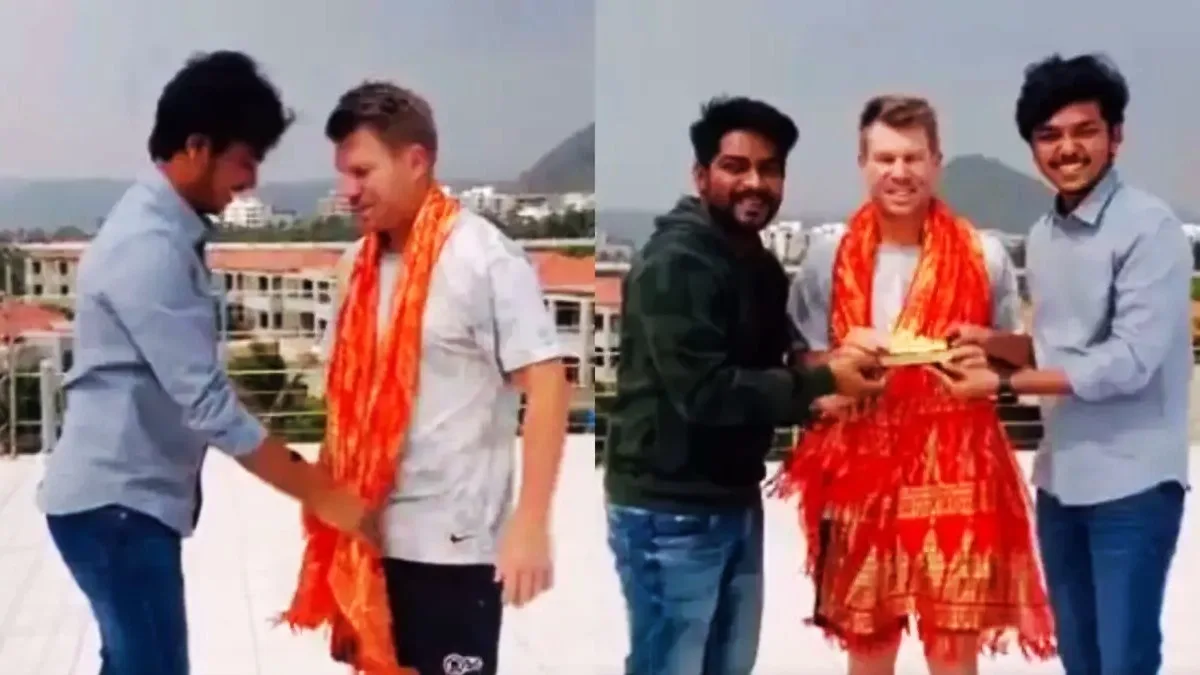 Saffron towel around the neck, absorbed in devotion to Ram; David Warner seen in eternal colors before IPL 2024